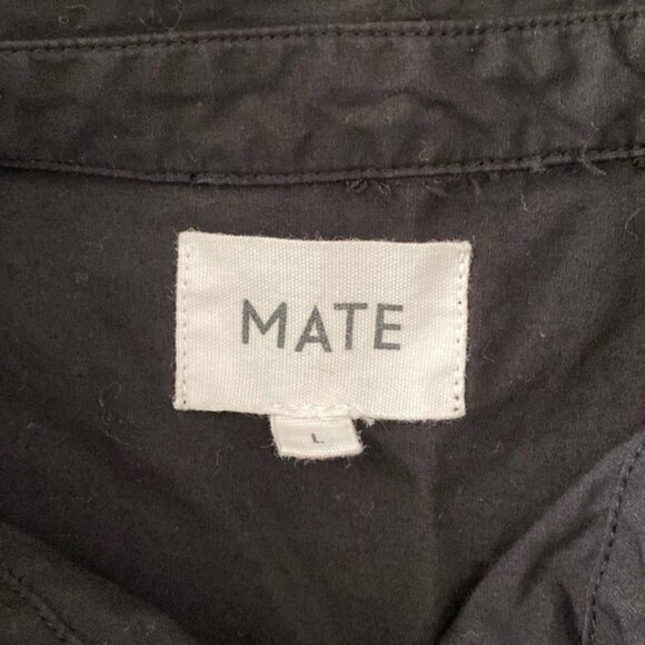 MATE the Label Poplin Organic Cotton Button Down Shirt Womens Large Jet Black - Picture 4 of 12